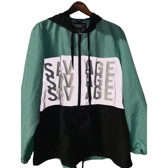 NWT FIVE BY FIVE "Savage" Windbreaker Jacket Pullover Green Black Gray Men's 3XL - Picture 1 of 4